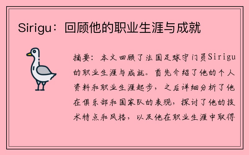 Sirigu：回顾他的职业生涯与成就