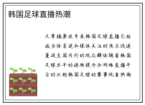 韩国足球直播热潮